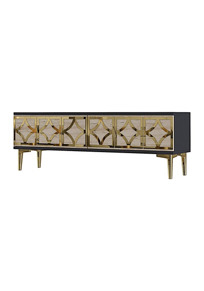 Tsa1237atg Lem Tv Sehpası Antrasit-traverten-gold 120cm Tsa1237atg Lem Tv Sehpası Antrasit-traverten-gold 120cm