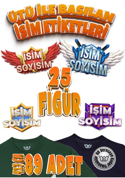 Kıyafet Etiketi - Okul Kıyafet Kumaş Etiketi Kreş Anaokulu İlkokul Kıyafet Kumaş Etiketi Set13 Karışık