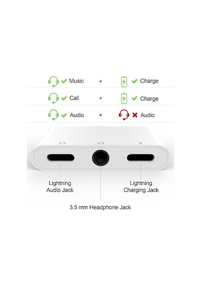 Apple Uyumlu iPhone 8 9 X 11 12 Lightning 3.5Mm Kulaklık Şarj Çoklayıcı 4756P