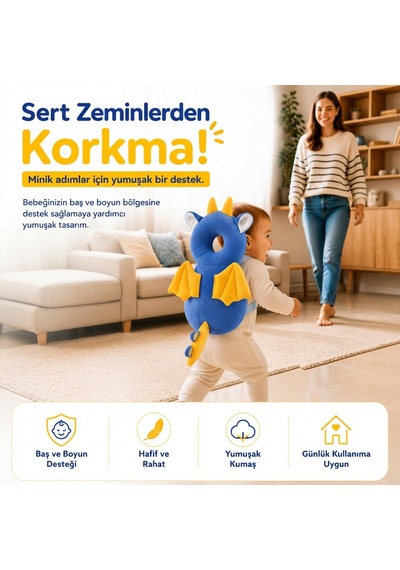 İlk Adım Güvenlik Yastığı Bebek Kafa Koruma Boyun Destek Minderi Ejderha