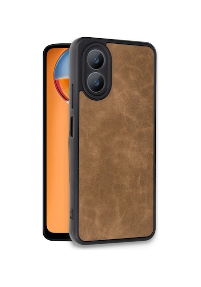 Oppo A38 Uyumlu Kılıf Aras Deri Kapak - Taba