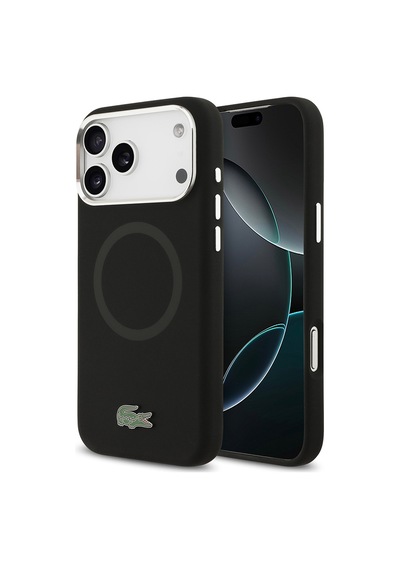 Apple Uyumlu iPhone 17 Pro Max Kılıf Lacoste Lisanslı M-safeli İkonik Metal Kamera Çerçeveli Silikon Kapak Siyah Siyah