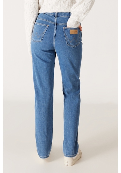 Wrangler Yüksek Bel Dar Paça Esnek Mavi Kadın Mom Jean Denim Kot Pantolon W27M68231 Mavi