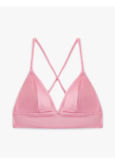 Koton Bralet Bikini Üstü Arkası Çapraz Askılı V Yaka Pembe 4sak10205mm Gül