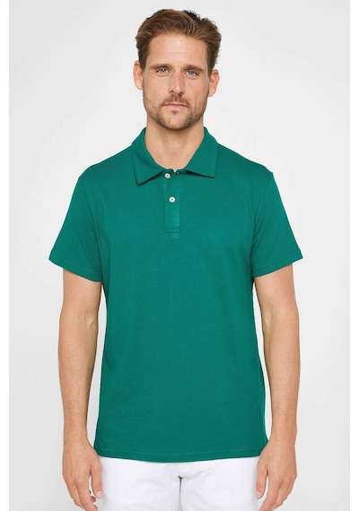 Tudors Erkek Slim Fit Dar Kesim %100 Pamuk Desenli Yeşil Polo Yaka Tişört-29684-yesıl Yeşil