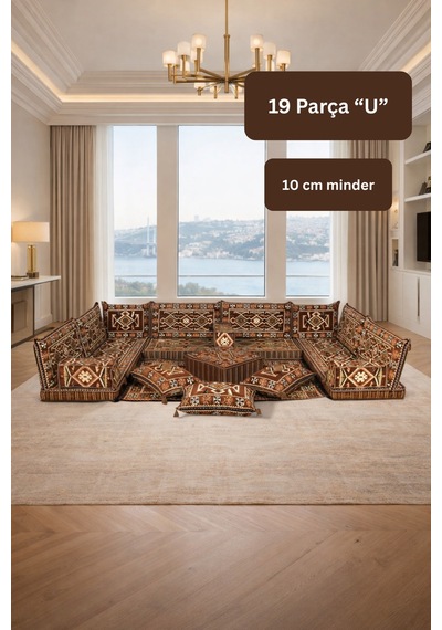 Otantik Şark Köşesi Takımı Kahve Anadolu 19 Parça Kilim Ve Puf Dahil Süngerli Sedir Seti Kahverengi Otantik Şark Köşesi Takımı Kahve Anadolu 19 Parça Kilim Ve Puf Dahil Süngerli Sedir Seti Kahverengi