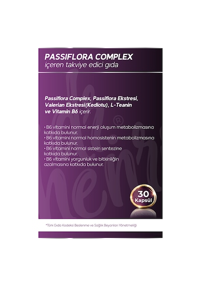 Passıflora Complex Passıflora, Valerıan, L-teanın Ve Vıtamın B6 30 Kapsül