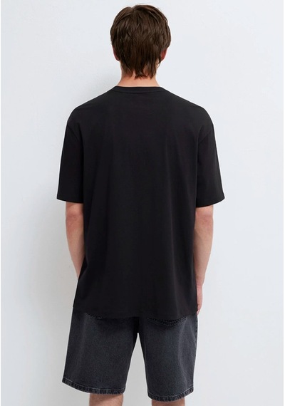 Mavi M0613385-900 Mavi Ahtapot Baskılı T-shirt Erkek Tişort Siyah