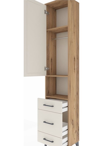 Arges Dolap 3 Raflı 3 Çekmeceli Tek Askılı 44x30x221 Çam-aytaşı Atlas Çam