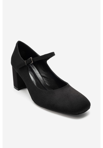 Luvi Shoes Nıcho Siyah Kumaş Kadın Kalın Topuklu Ayakkabı