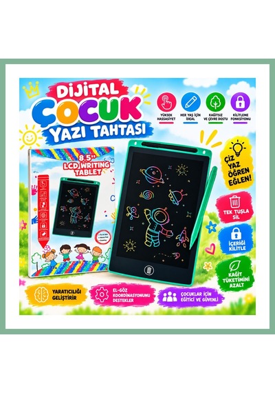 Bşkvirgo Tg-4022-833 Dijital Çocuk Yazı Tahtası Bsk2026 Çok Renkli