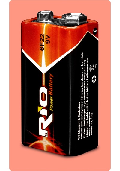 Rio 4lü 9v Volt Kare Pil Elektronik Pili Çinko Karbon Pil Zn-c 9 V