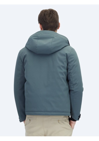 Kip Haki Regular Fit Kapüşonlu Casual Dokuma Mont