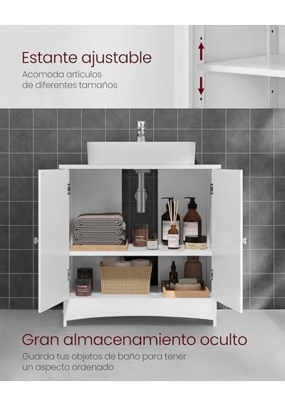 Vasagle 2 Kapılı Lavabo Dolabı, Banyo Dolabı, Ayarlanabilir Raflar, Bol Depolama Alanı, 60 X 30 X 60 Cm, Beyaz Bbc01wt Açık Ceviz Vasagle 2 Kapılı Lavabo Dolabı, Banyo Dolabı, Ayarlanabilir Raflar, Bol Depolama Alanı, 60 X 30 X 60 Cm, Beyaz Bbc01wt Açık Ceviz