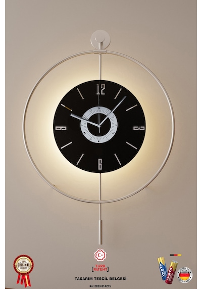 MetaQuartz Aksesuar  (40*60 cm)  Mat Gümüş Siyah Göbekli E X C L U S I V E-pilli Led Krom