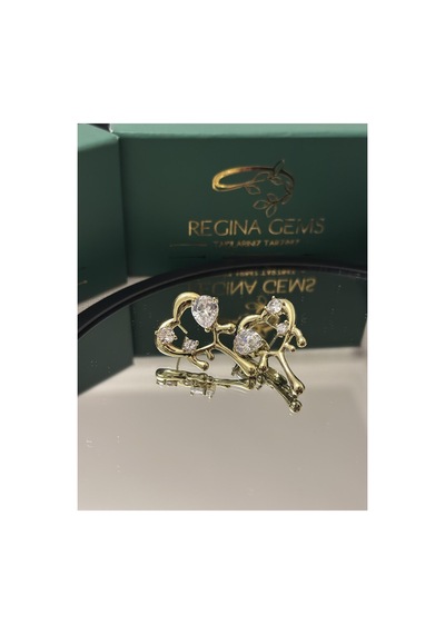 Golden Heart Bloom Crystal Küpe Altın