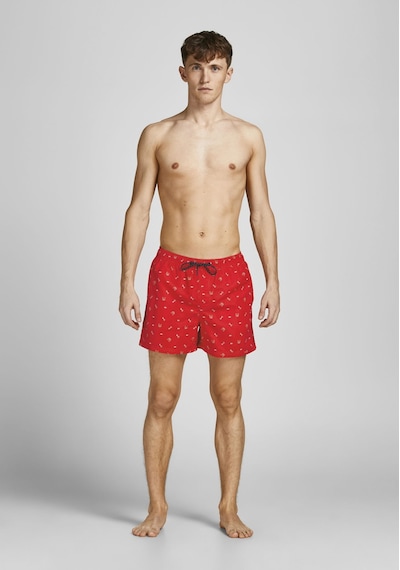 Jack & Jones Bulldog Logo Baskılı Deniz Şortu 12206071 Flame Scarlet Kırmızı