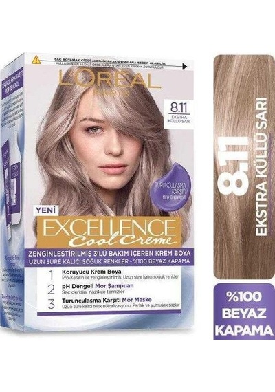 Loreal Excellence Cool Creme Saç Boyası 8.11 Ekstra Küllü Sarı (531766343)