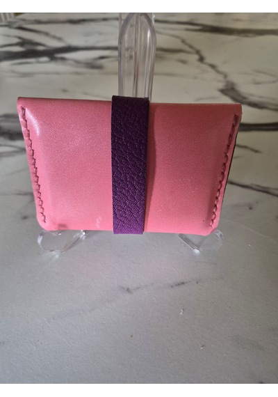 Gogo Bıttırıbızdık Cüzdan Kartlık Hakiki Deri El Yapımı Mor - Pembe
