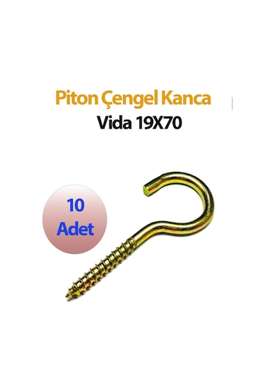 Piton Çengel Kanca Vida 19x70 Mm 10 Adet Diğer