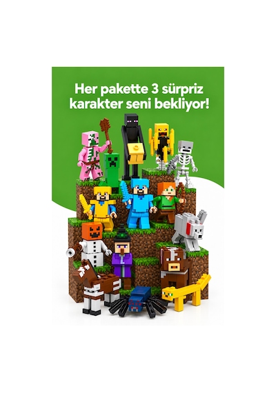 Minecraft Manyetik Orman Temalı Blok Oyuncak - 100 Parça