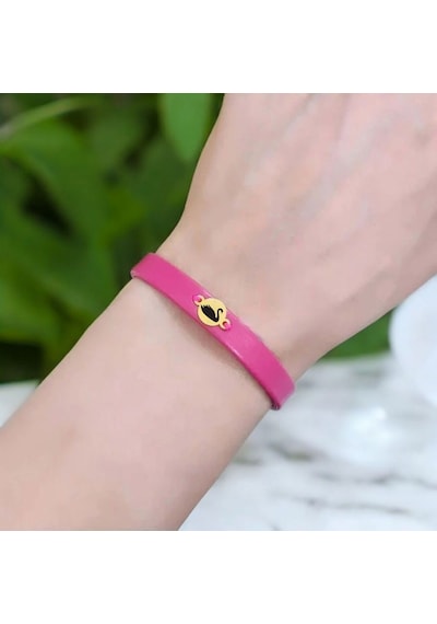Archin Kuğu Temalı Yuvarlak Motifli Pembe Derili 14 Ayar Altın Plakalı Hediye Bileklik-394sembol Kuğu Archin Kuğu Temalı Yuvarlak Motifli Pembe Derili 14 Ayar Altın Plakalı Hediye Bileklik-394sembol Kuğu