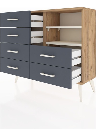 Arges Şifonyer 2 Raflı 6 Çekmeceli 88x30x80 Çam-aytaşı/antrasit Aytaşı/antrasit Arges Şifonyer 2 Raflı 6 Çekmeceli 88x30x80 Çam-aytaşı/antrasit Aytaşı/antrasit