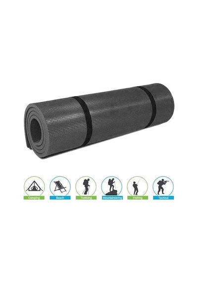 60x180x1,2 Cm Çok Amaçlı Mat Kamp Spor Egzersiz Plates Yoga Minderi-mat Siyah - 582343754 Siyah