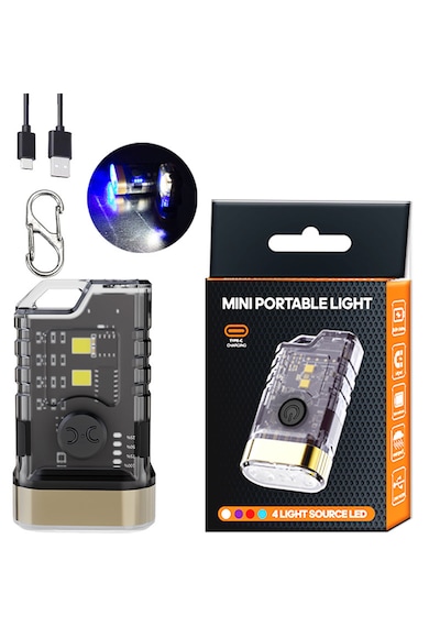 İdragon A11 Mini Led Anahtarlık Feneri 1000 Lumen Süper Parlak, Type-c Şarjlı, Manyetik Gövdeli, Çok Modlu Edc El Feneri Siyah