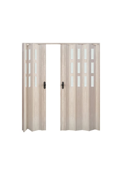 Faran Dekorasyon 170 x 215 Akçaağaç Renk Camlı Çift Açılım Pvc Akordiyon Kapı - FRNAKMODEL-0-151