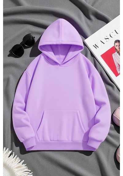 Uyguntarz Scream Baskılı Oversize Sweatshirt Lila