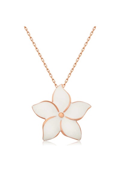 925 Ayar Gümüş Rose Altın Kaplama Kaplama Kaplama Yasemin Çiçeği Bayan Kolye Rose Gold