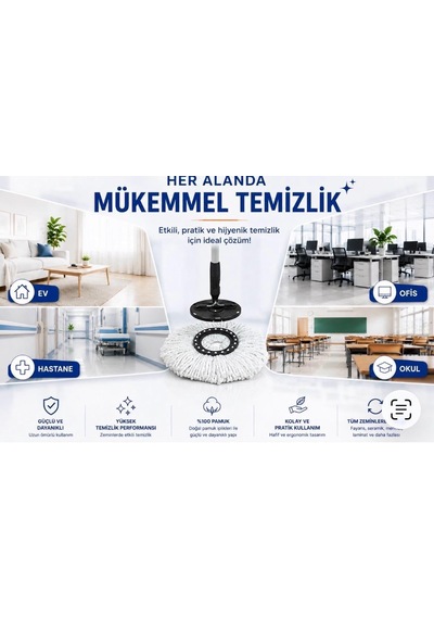 3'lü Yuvarlak Mop Yedeği Çok Renkli