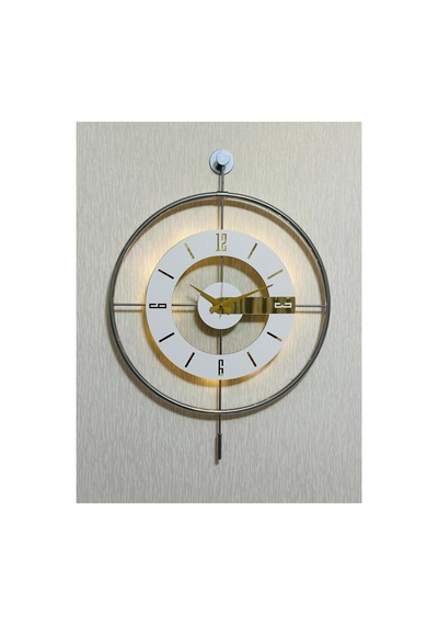 Pey Aksesuar Metal Camlı Duvar Saati Krom Toz Boya 60x80cm Büyük Boy Işıklı Gerçek Cam Duvar Saati Modern Tasarım M63-kromgrı-şeffaf-beyaz-gold