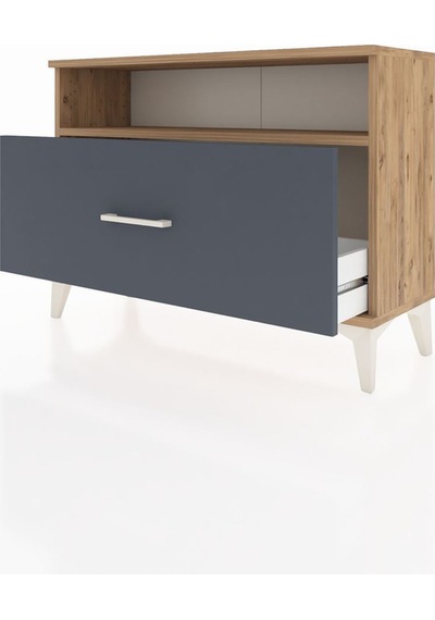 Arges Şifonyer Tek Raflı Tek Çekmeceli 88x30x64 Çam-antrasit Atlas Çam