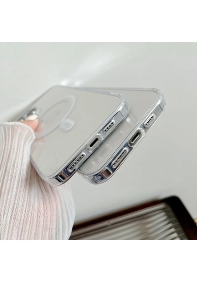 Ally İphone 15 Pro Magsafe Uyumlu Manyetik Şeffaf Silikon Kılıf- 5775