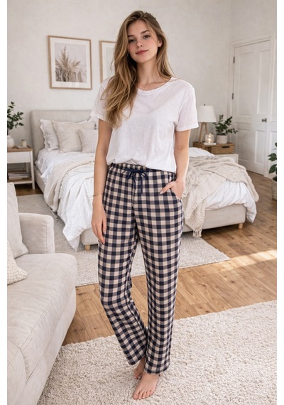 Remsa Kadın Viskon Kumaş Penye Tek Pijama Alt 19 Vizon