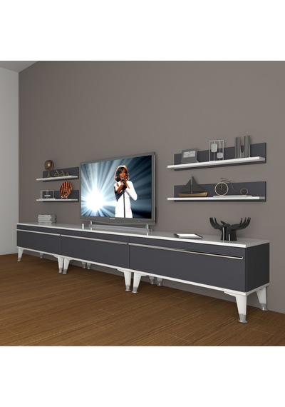 Decoraktiv Eko 270r Mdf Silver Tv Ünitesi Tv Sehpası Beyaz - Siyah