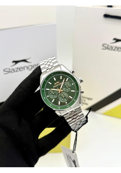 Slazenger Sl.09.1934.2 Erkek Kol Saati Gümüş İçi Yeşil Renk Çok Renkli