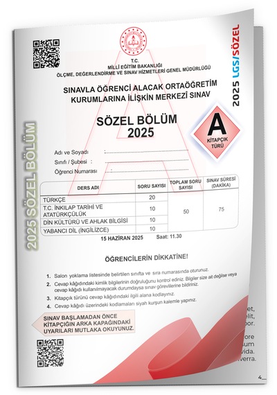 2025 Lgs Meb Birebir Tıpkı Basım Çıkmış Soru Say-söz Kitapçıkları