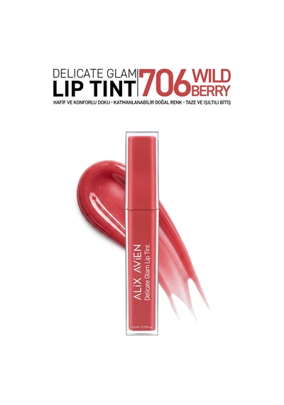 Kalıcı & Suya Dayanıklı Dudak Parlatıcı Tint - Delicate Glam Lip Tint 706 Wild Berry
