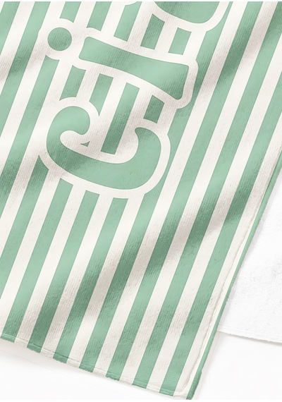 Çizgili Ciao Yeşil Modern Plaj Havlusu - Minimalist Marine Mint Beyaz Hızlı Kuruyan Mikrofiber Havlu Çok Renkli