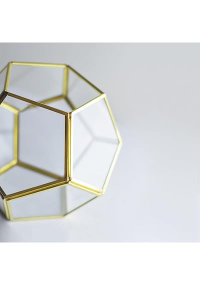 21x21x17cm Pirinç Gold Geometrik Teraryum Cam Fanus Aksesuar Çikolata Kutusu Diğer