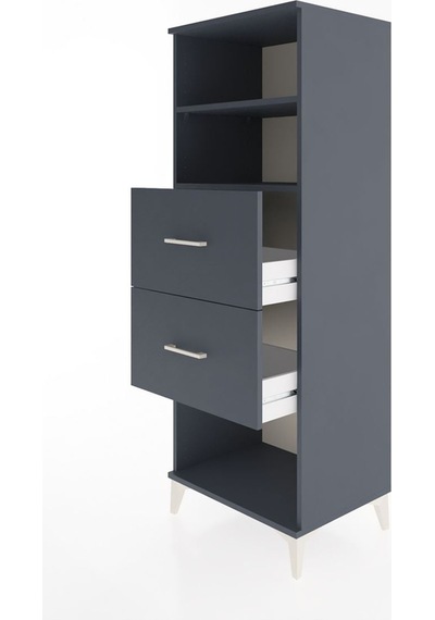 Hyperion Dolap 2 Raflı 2 Çekmeceli 60x44x163 Antrasit-antrasit Antrasit