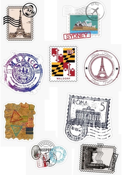 Pul Tasarımlı Vintage Dünya Şehirleri Temalı Sticker Seti Genel