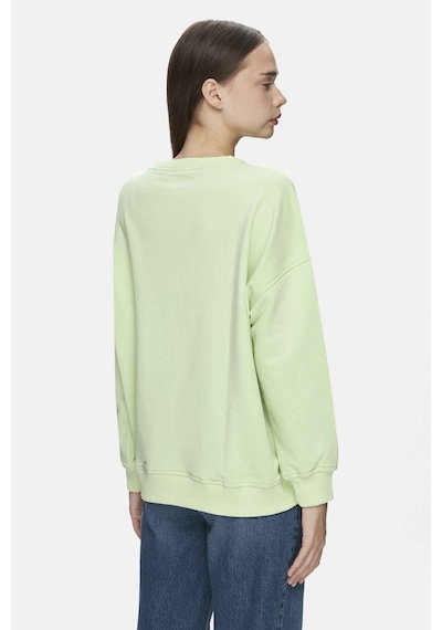 Ucla Barbara Yeşil Bisiklet Yaka Nakışlı Oversize Kadın Sweatshirt Yeşil