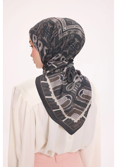 Silk Home Dört Mevsim Antik Motif Viskon Velora Eşarp 6419 Antrasit