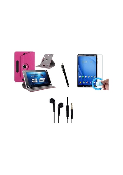 Vorcom Sx Pro Uyumlu Set Universal Tablet Kılıfı Nano Ekran Koruyucu+kalem Kulaklık Kapaklı Kılıf