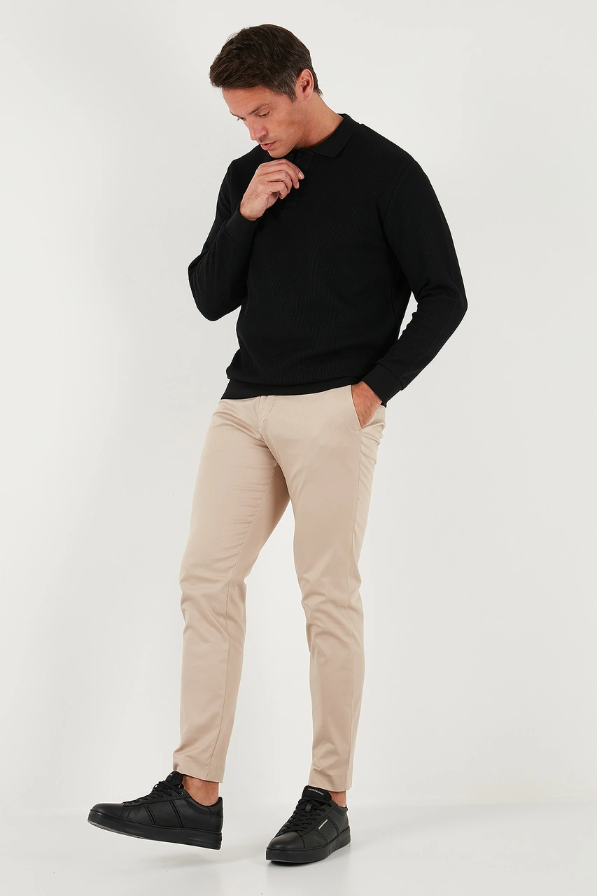 Buratti Pamuklu Regular Fit Düğmeli Polo Yaka Erkek Sweat 5905739 Siyah