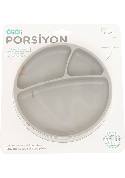 Porsiyon Vakumlu Mama Tabağı Powder Grey 3 Adet